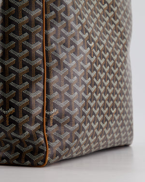 Goyard Voltaire Tan and Black Shoulder Tote Bag in Goyardine Canvas and Chevroches Calfskin