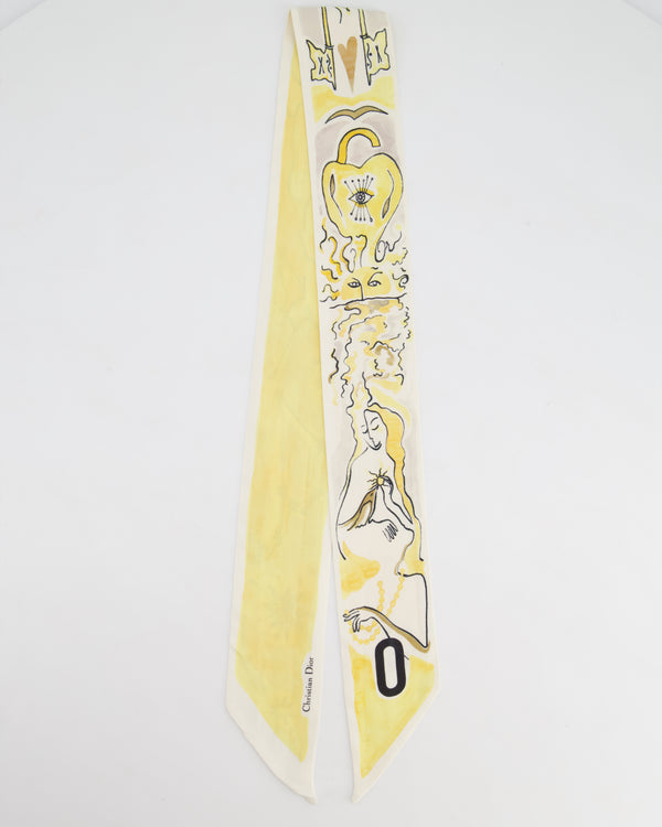 Christian Dior Ivory 
Yellow Silk Twilly Scarf