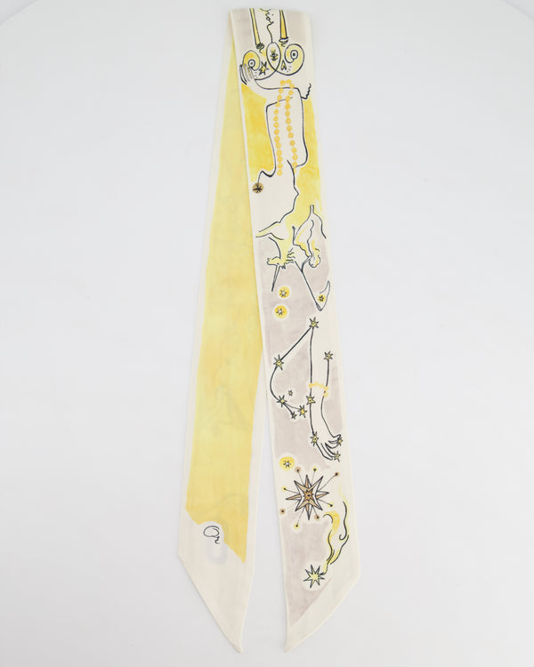 Christian Dior Ivory 
Yellow Silk Twilly Scarf