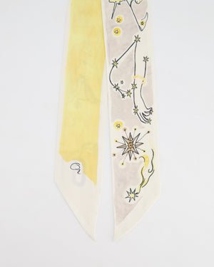 Christian Dior Ivory 
Yellow Silk Twilly Scarf