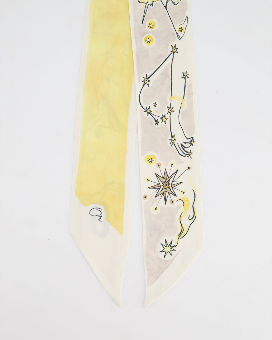 Christian Dior Ivory 
Yellow Silk Twilly Scarf