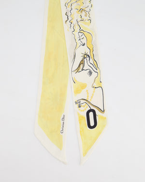 Christian Dior Ivory 
Yellow Silk Twilly Scarf