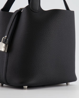 *RARE* Hermes Picotin 18cm Lock Bag in Noir Clemence Leather with Palladium Hardware