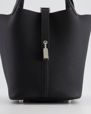 *RARE* Hermes Picotin 18cm Lock Bag in Noir Clemence Leather with Palladium Hardware