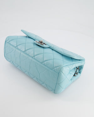 Chanel Baby Blue Single Flap Bag in Aged Calfskin Leather with Ruthenium Hardware