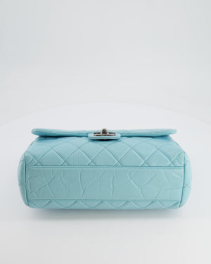 Chanel Baby Blue Single Flap Bag in Aged Calfskin Leather with Ruthenium Hardware