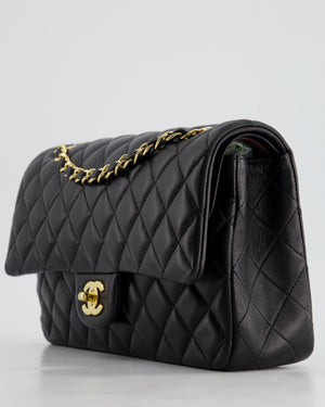 Chanel Medium Black Classic Double Flap Bag in Lambskin Leather with Gold Hardware