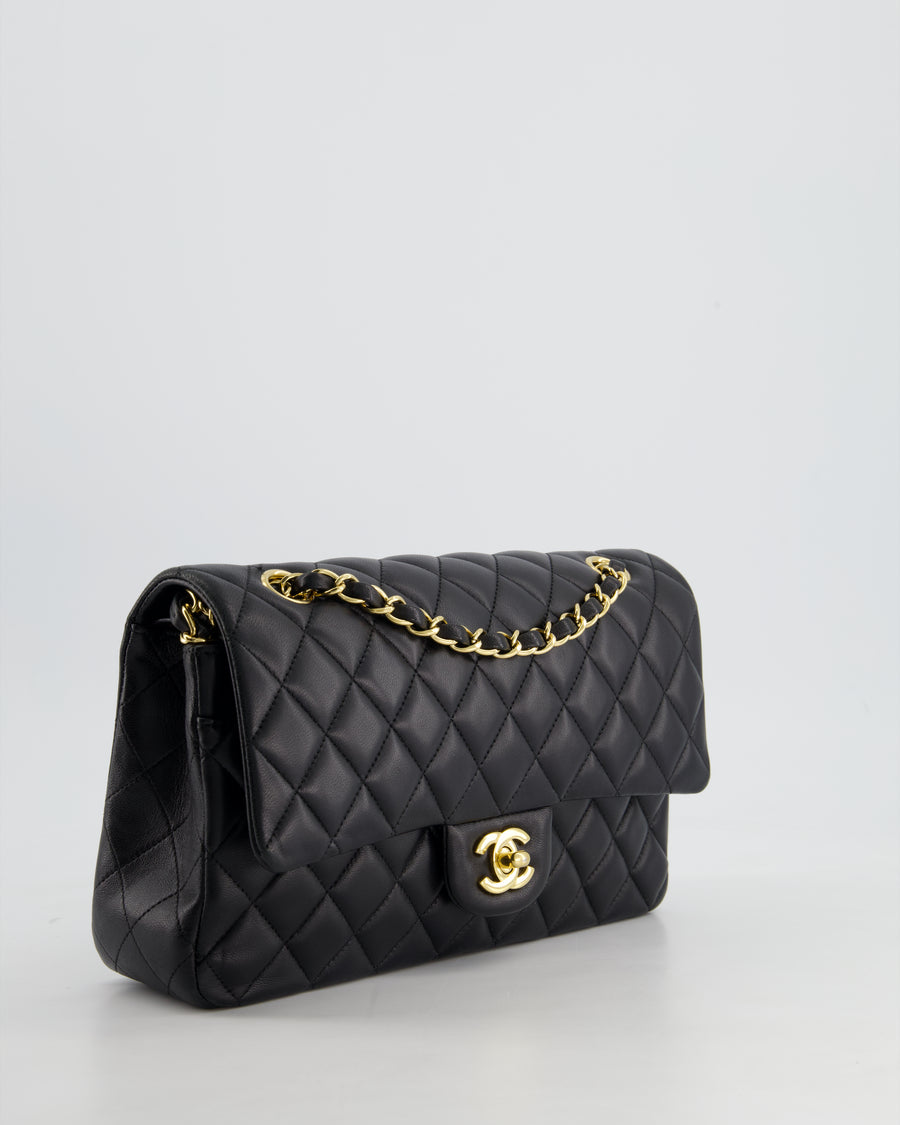 Chanel Medium Black Classic Double Flap Bag in Lambskin Leather with Gold Hardware