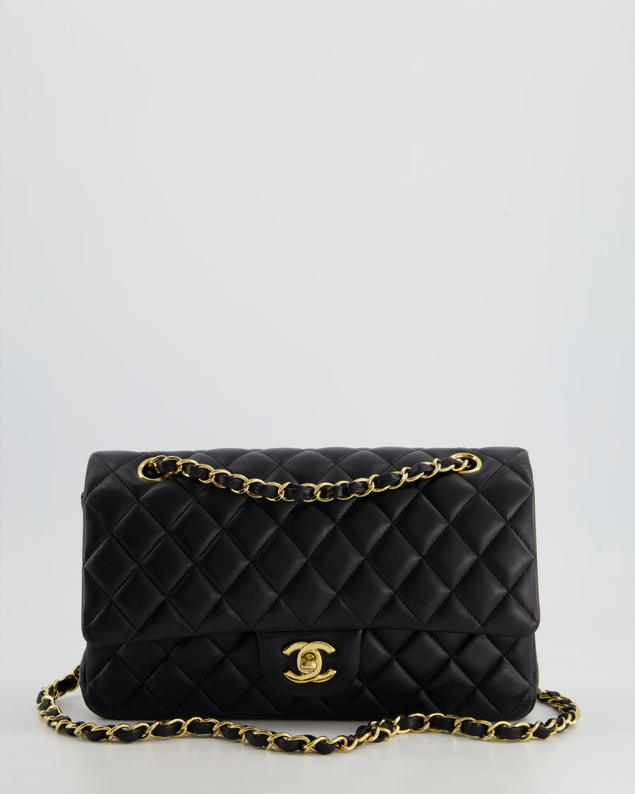 Chanel Medium Black Classic Double Flap Bag in Lambskin Leather with Gold Hardware