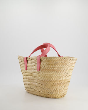 Celine Teen Classic Panier Raffia Tote Bag with Pink Logo Detail RRP £490