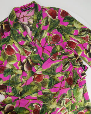 *HOT* Dolce 
Gabbana Pink Fig Printed Silk Trousers and Shirt Set Size IT 36/38 (UK 4/6) RRP £2,650