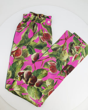 *HOT* Dolce 
Gabbana Pink Fig Printed Silk Trousers and Shirt Set Size IT 36/38 (UK 4/6) RRP £2,650