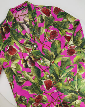 *HOT* Dolce 
Gabbana Pink Fig Printed Silk Trousers and Shirt Set Size IT 36/38 (UK 4/6) RRP £2,650