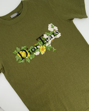 Christian Dior Menswear Khaki "Dior Tears" Embroidered T-Shirt Size XXS (UK 32)