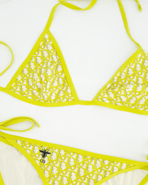 Christian Dior Acid Green Oblique Two-Piece Swimsuit Set FR 36 (UK 8)