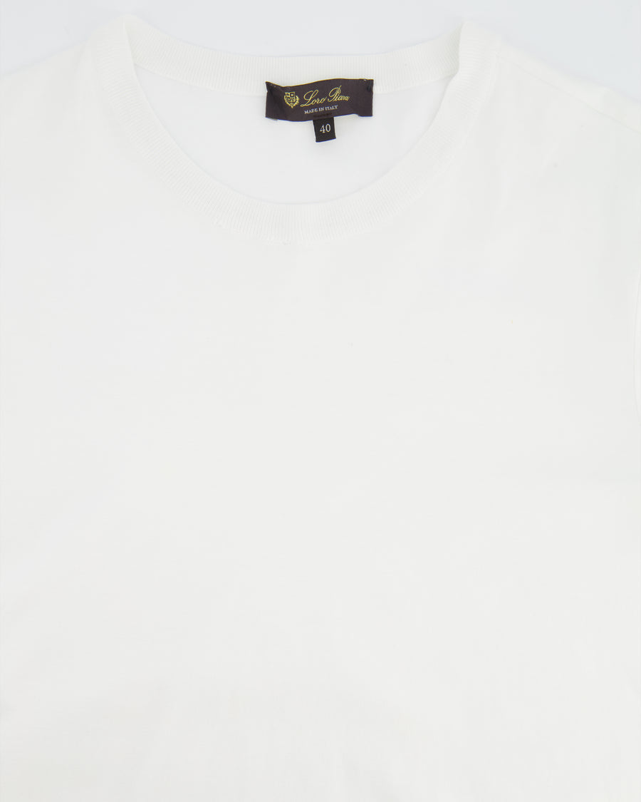 Loro Piana White T-Shirt with Logo Embroidery Detail Size IT 40 (UK 8) RRP £400