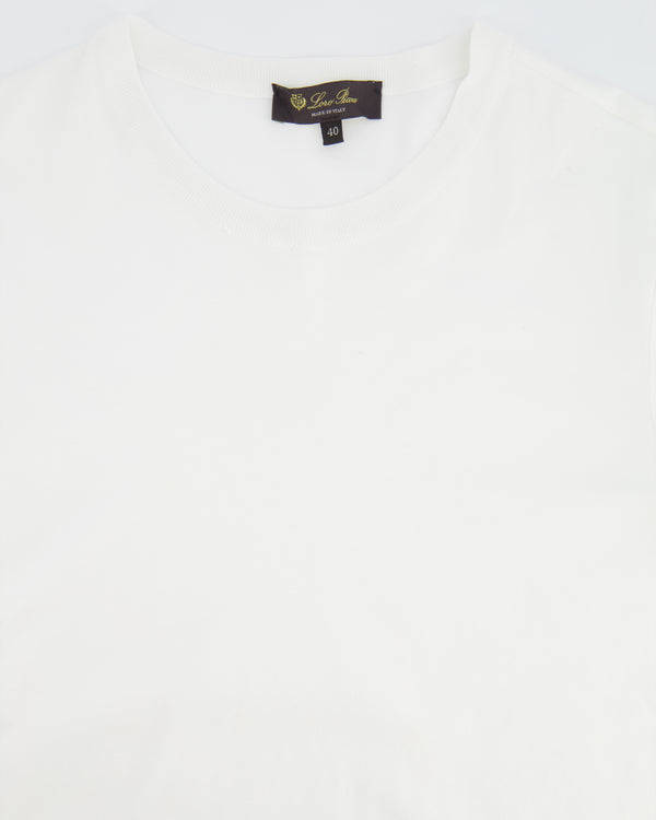 Loro Piana White T-Shirt with Logo Embroidery Detail Size IT 40 (UK 8) RRP £400