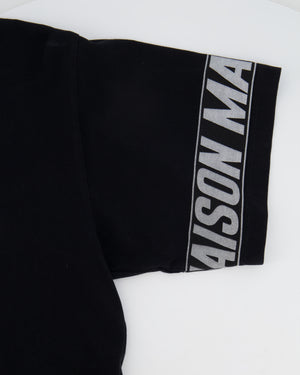 Maison Margiela Black Cropped T-Shirt with Silver Logo Size S (UK 8)