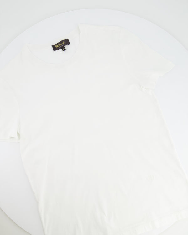 Loro Piana White T-Shirt with Logo Embroidery Detail Size IT 40 (UK 8) RRP £400