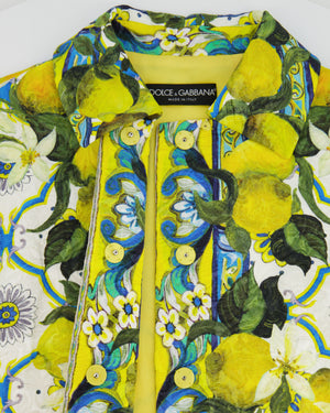 Dolce 
Gabbana Multicolour Lemon Printed Jacquard Skirt and Jacket Set Size IT 38 (UK 6)