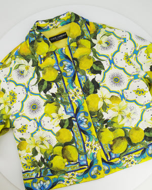 Dolce 
Gabbana Multicolour Lemon Printed Jacquard Skirt and Jacket Set Size IT 38 (UK 6)