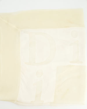 Christian Dior Sheer Ivory Chiffon Logo Scarf 90x90cm