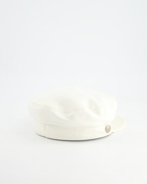 Hermès Double Linen White Twill Cabourg Cap Size 56