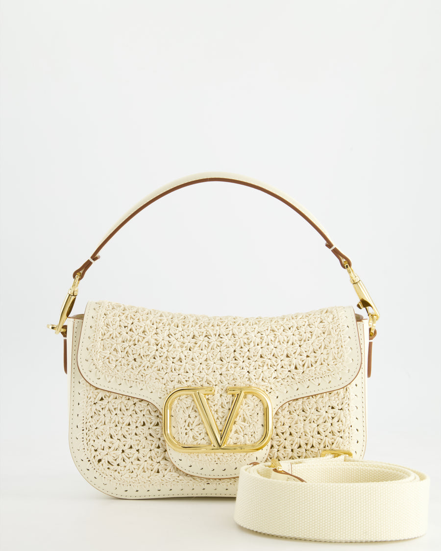 Valentino White Alltime Leather Shoulder Bag with Strap and Gold Hardware RRP £2,890