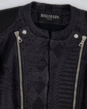 Balmain Black Metallic Textured Jacket with Silver Buttons Size FR 38 (UK 10)