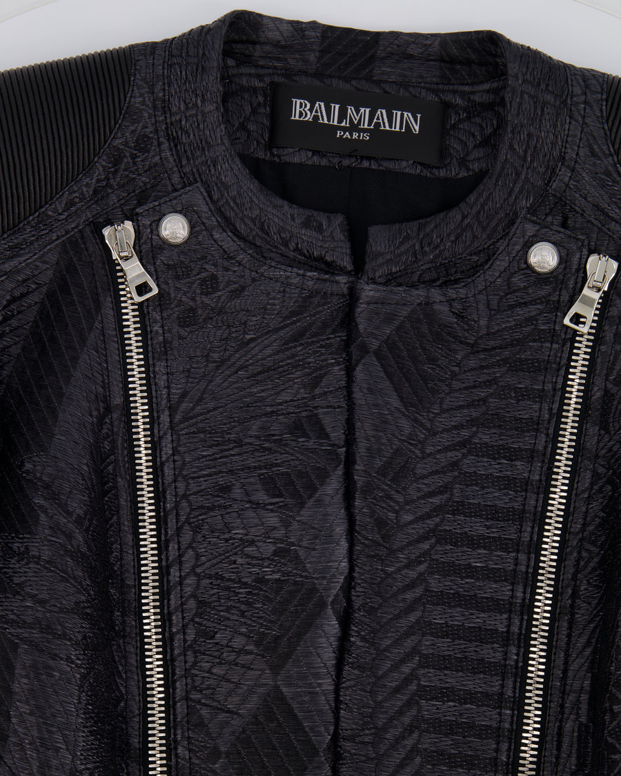 Balmain Black Metallic Textured Jacket with Silver Buttons Size FR 38 (UK 10)