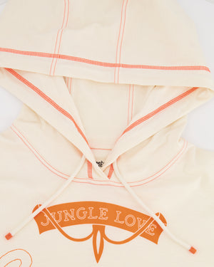 Hermès Cream and Neon Orange Jungle Love Hooded T-Shirt Size FR 36 (UK 8)