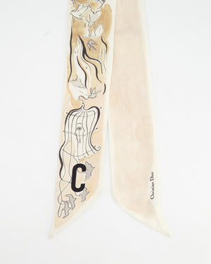 Christian Dior Mitzah ABCDior Beige Silk Scarf with 
C
 Initial Detail