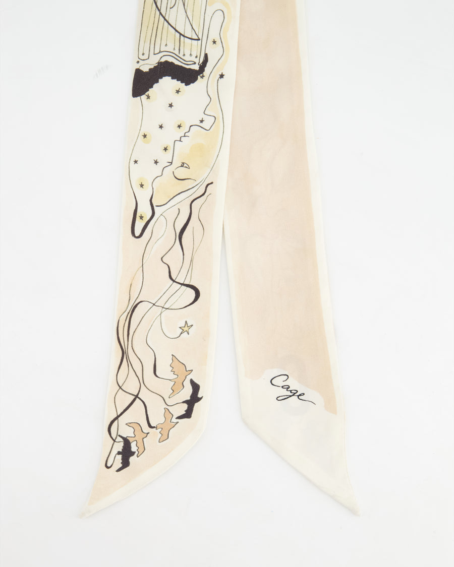 Christian Dior Mitzah ABCDior Beige Silk Scarf with 
C
 Initial Detail