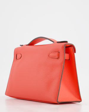 *HOT* Hermès Kelly Pochette in Rouge Pivoine Epsom Leather with Gold Hardware