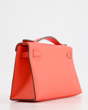 *HOT* Hermès Kelly Pochette in Rouge Pivoine Epsom Leather with Gold Hardware