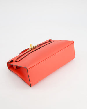 *HOT* Hermès Kelly Pochette in Rouge Pivoine Epsom Leather with Gold Hardware