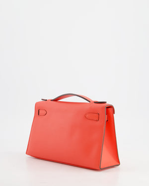 *HOT* Hermès Kelly Pochette in Rouge Pivoine Epsom Leather with Gold Hardware