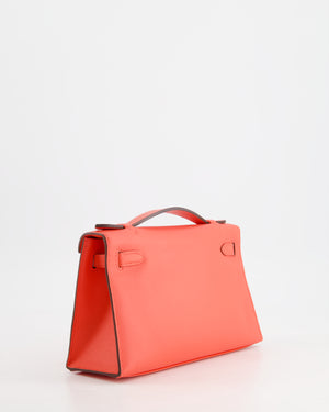 *HOT* Hermès Kelly Pochette in Rouge Pivoine Epsom Leather with Gold Hardware