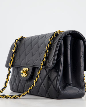 Chanel Navy Blue Vintage Lambskin Double Faced Classic Flap Bag with 24K Gold Hardware