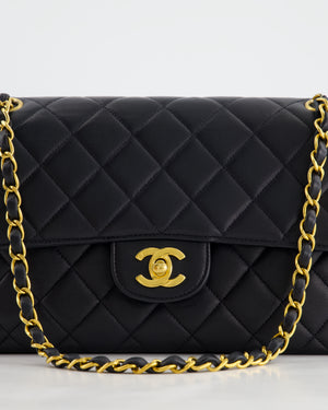 Chanel Navy Blue Vintage Lambskin Double Faced Classic Flap Bag with 24K Gold Hardware