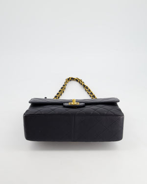 Chanel Navy Blue Vintage Lambskin Double Faced Classic Flap Bag with 24K Gold Hardware