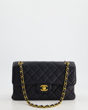 Chanel Navy Blue Vintage Lambskin Double Faced Classic Flap Bag with 24K Gold Hardware