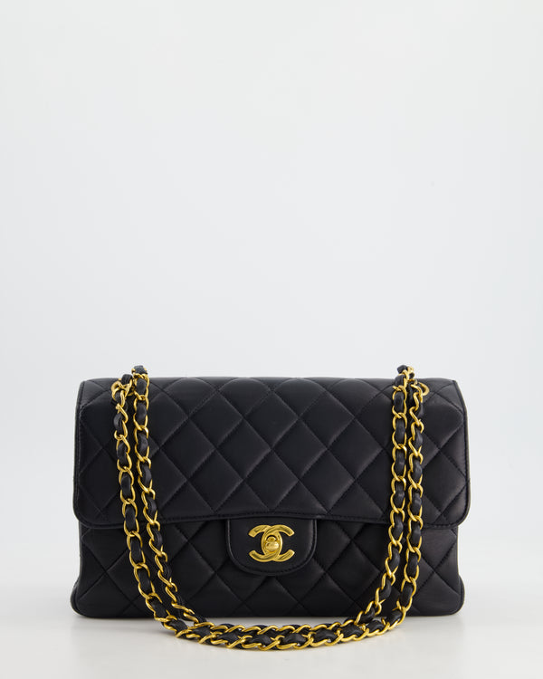 Chanel Navy Blue Vintage Lambskin Double Faced Classic Flap Bag with 24K Gold Hardware