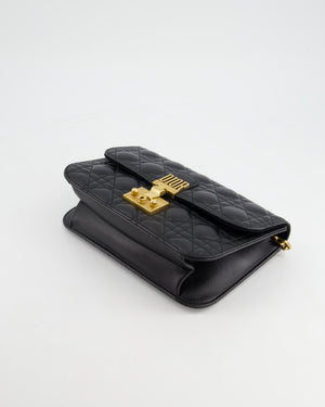 Christian Dior Black Leather Dior Addict Flap Bag with Antique Gold Hardware