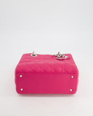 Christian Dior Hot Pink Medium Lady Dior Bag in Cannage Lambskin with Silver Hardware