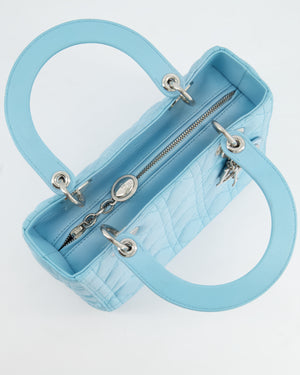 Christian Dior Tiffany Blue Medium Lady Dior Bag in Cannage Lambskin with Silver Hardware