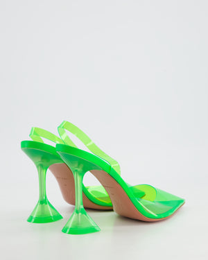 Amina Muaddi Fluo Green Holli Glass Slingback Pumps Size EU 39 RRP £590