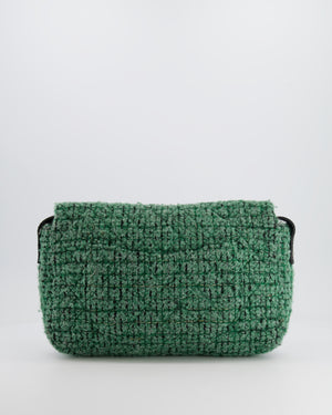 *FIRE PRICE* Chanel Green Tweed 2.55 Large Crossbody Bag with Ruthenium Hardware