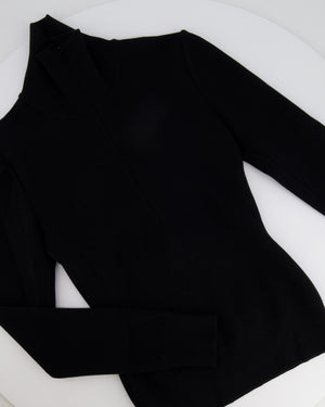 Alaïa Black Wool Half-Zipped Long-Sleeve Jumper Size FR 34 (UK 6)