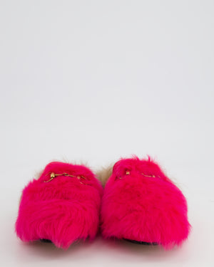 Gucci Hot Pink and Brown Fluffy Princetown Mules Size EU 36.5 RRP £865